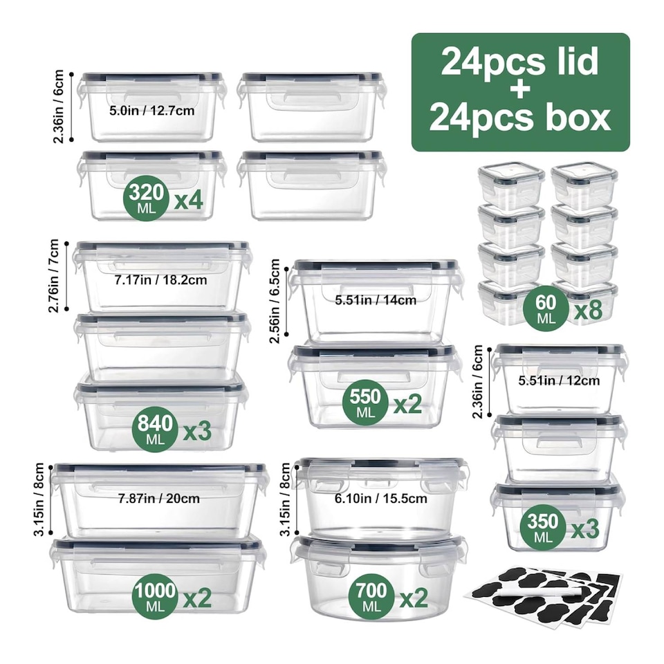 image 1 of Alivio 24-Piece Food Storage Container Set with Airtight Leakproof Lids – BPA Free Kitchen Organisers