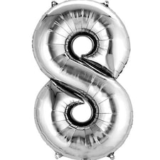 Silver Number 8 Air Fill Foil Balloon 40cm / 16 in