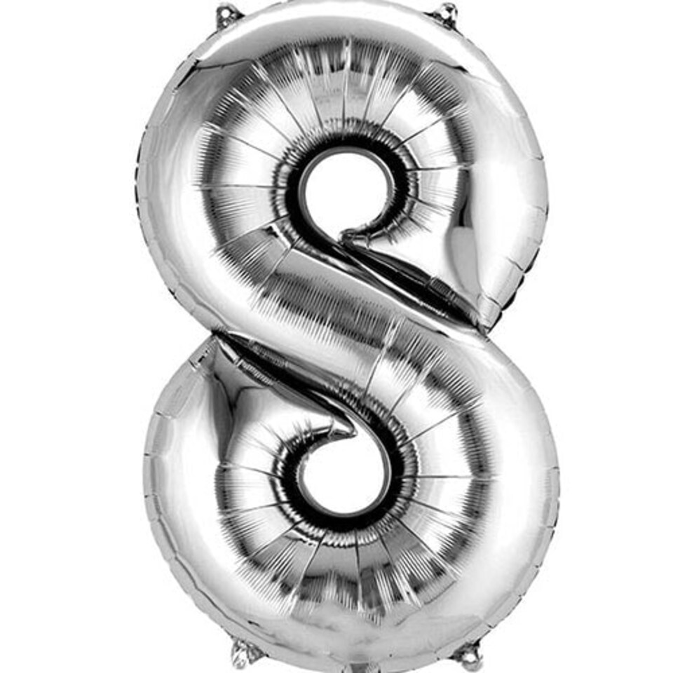 Silver Number 8 Air Fill Foil Balloon 40cm / 16 in