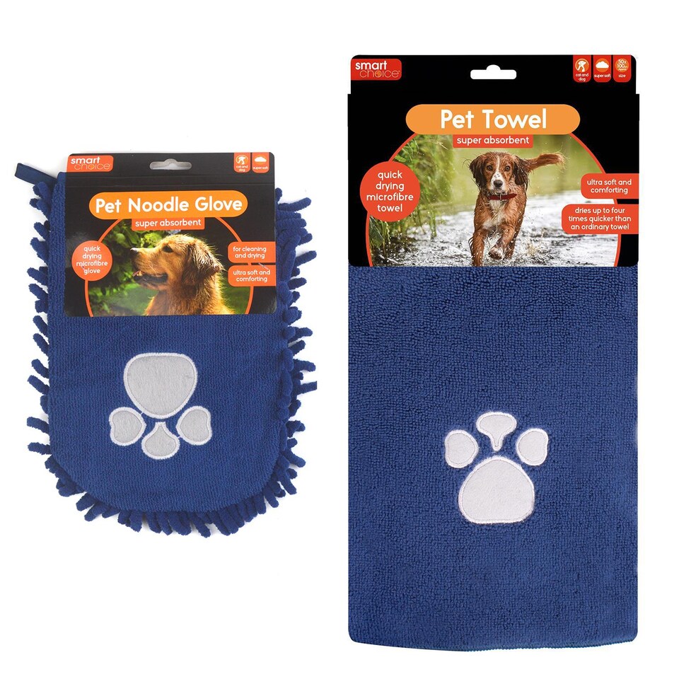 image 1 of Quick Drying Microfibre Pet Towel Mitt Dog Puppy Bath Shower Absorbent Material