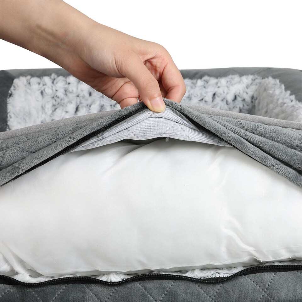 image 1 of Skylos Orthopedic Pet Bed Dog Memory Foam Cushion Calming Mat Washable XLL Grey | Grey | Double Extra Large