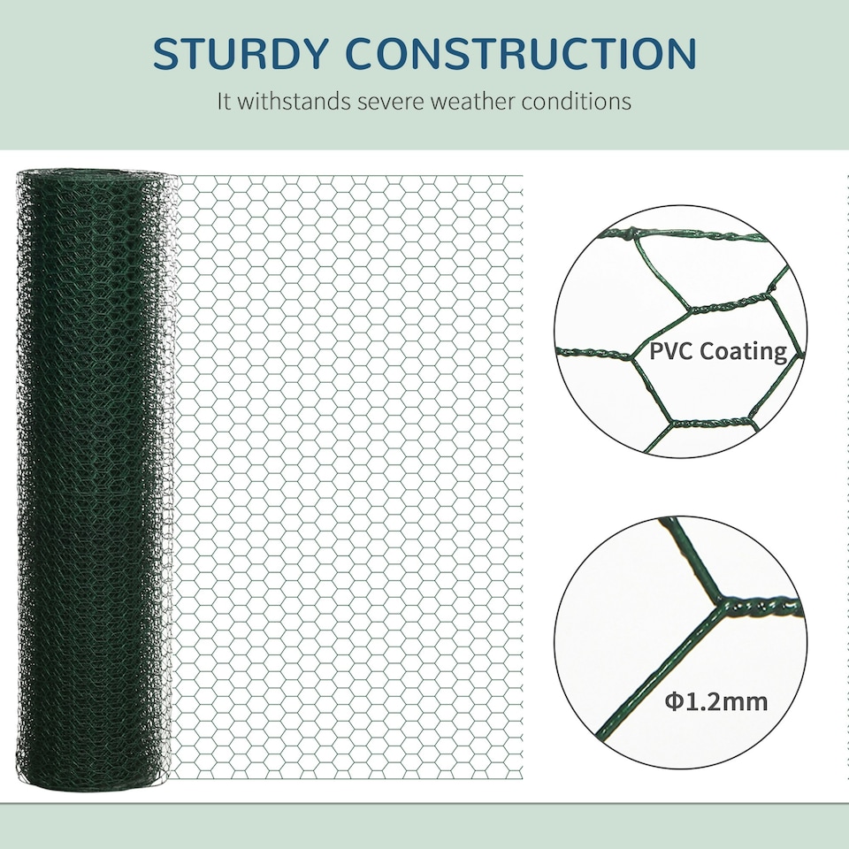 image 1 of PawHut Foldable Chicken Wire Mesh, for Rabbits, Ducks, Geese, 1 x 25m