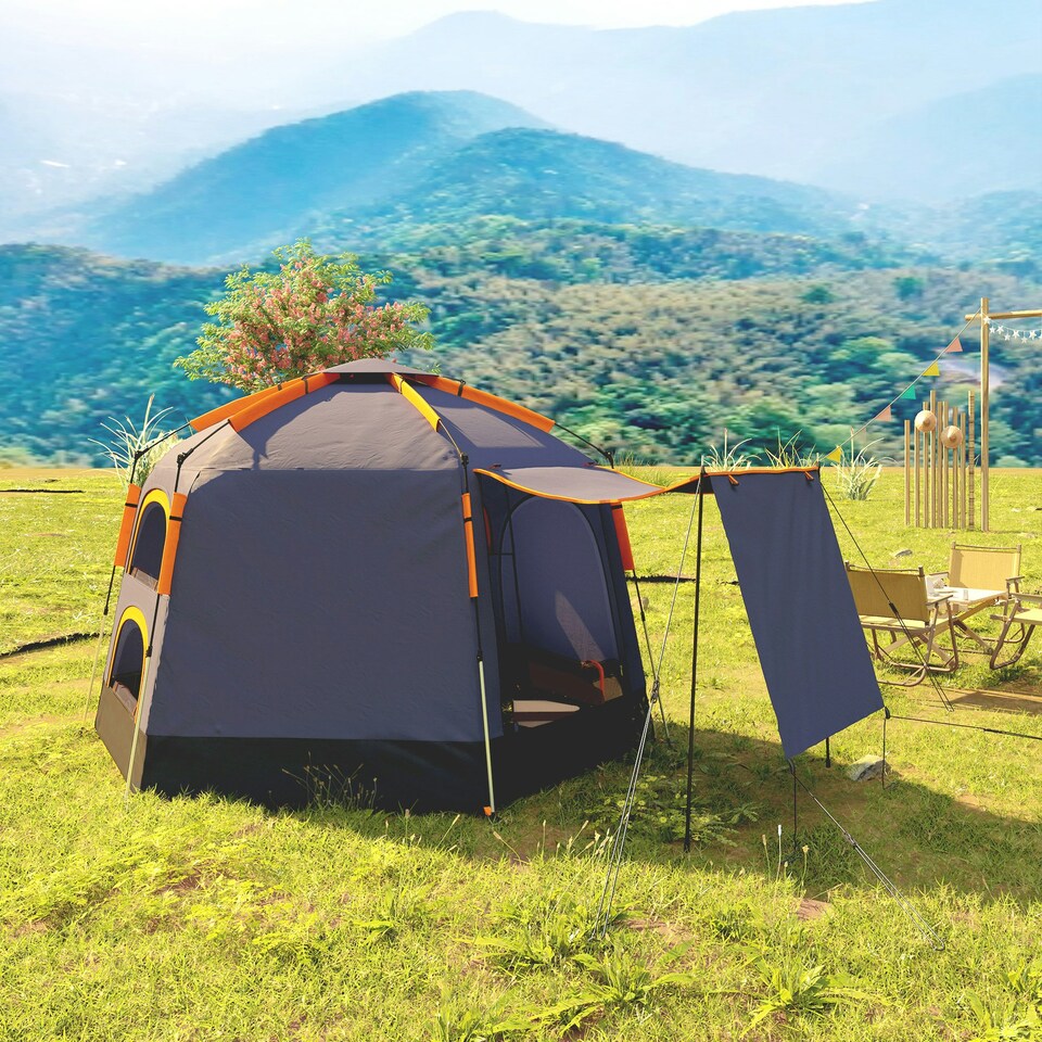 image 1 of Outsunny 2-4 Person Tent, Instant Pop Up Camping Tent Orange | Orange