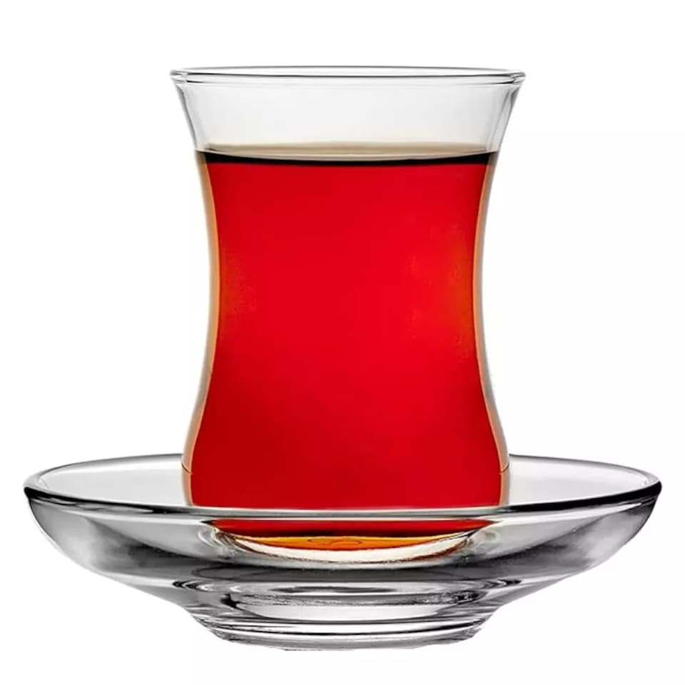 image 1 of 6 Pcs 120ml Glass Tea Cup & Saucer Set Coffee Cuppa Breakfast Gift Set
