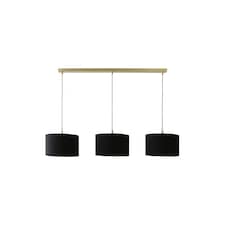 ValueLights Shaw Gold 3 Drop Bar Ceiling Pendant Black Shades | Gold