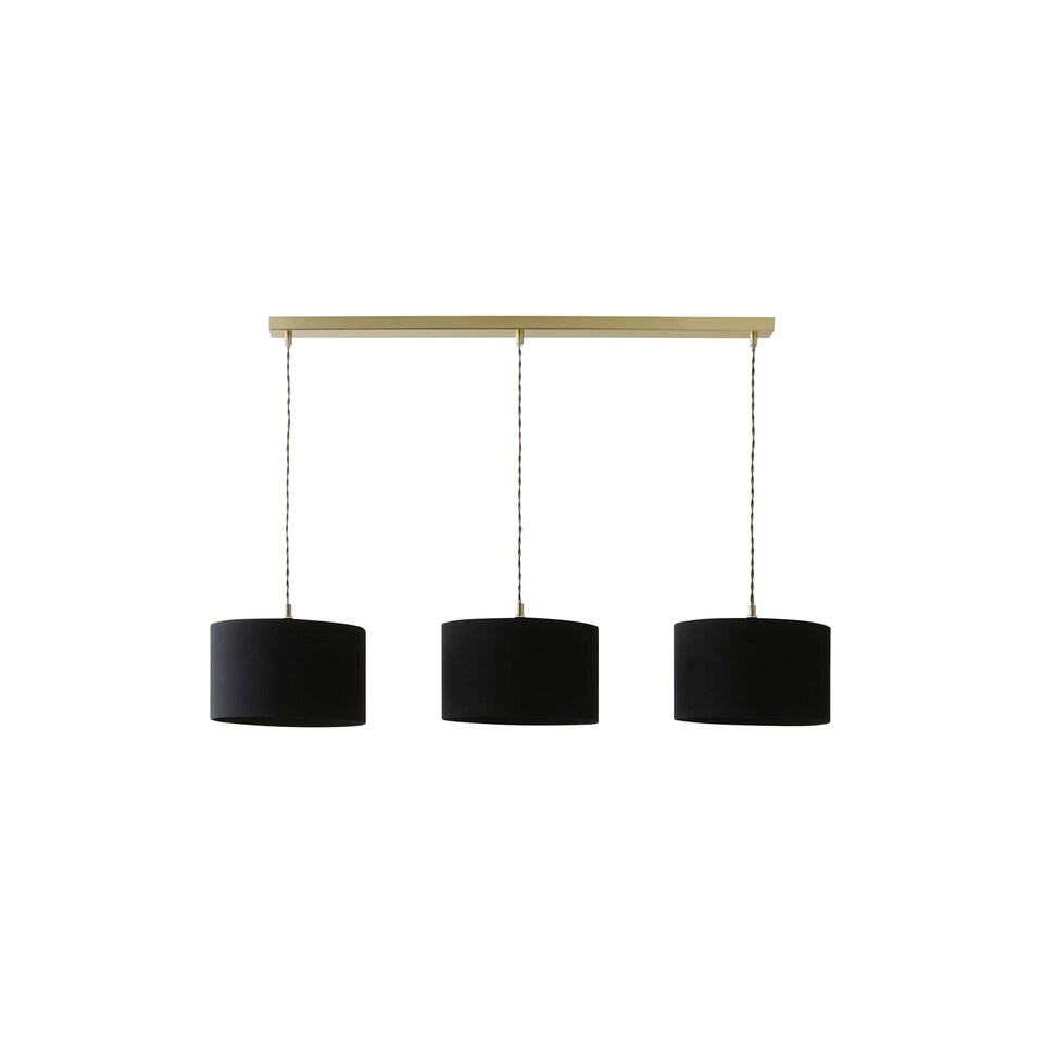 image 1 of ValueLights Shaw Gold 3 Drop Bar Ceiling Pendant Black Shades | Gold