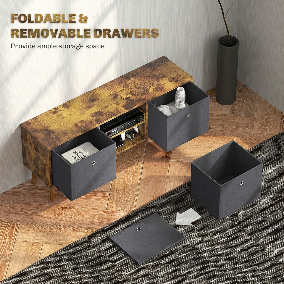image 1 of HOMCOM Modern TV Cabinet Stand w/ Shelves & Drawers Rustic Brown