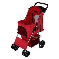 Pet Stroller with Rain Cover – Red | Multi | One Size