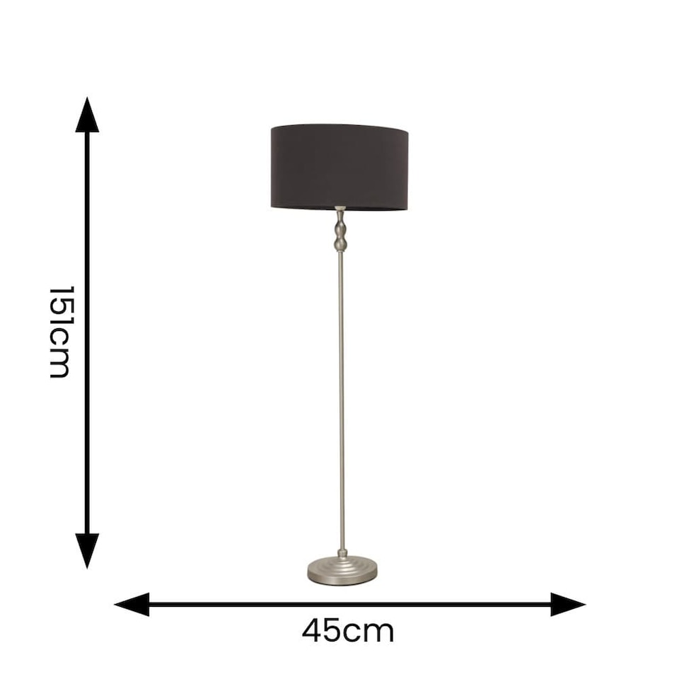 image 1 of ValueLights Maggie Chrome Candlestick Floor Lamp Black Velvet Shade | Black