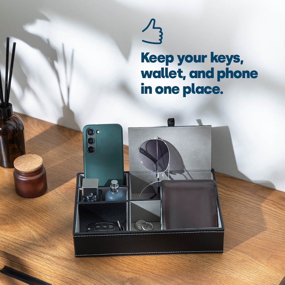 image 1 of Leather-look Valet Organiser Black