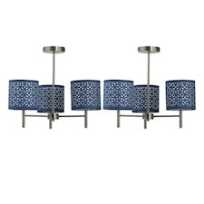 Set of 2 Brea - Antique Brass Light Fittings with Navy Cut Out Shades Bronze | Blue