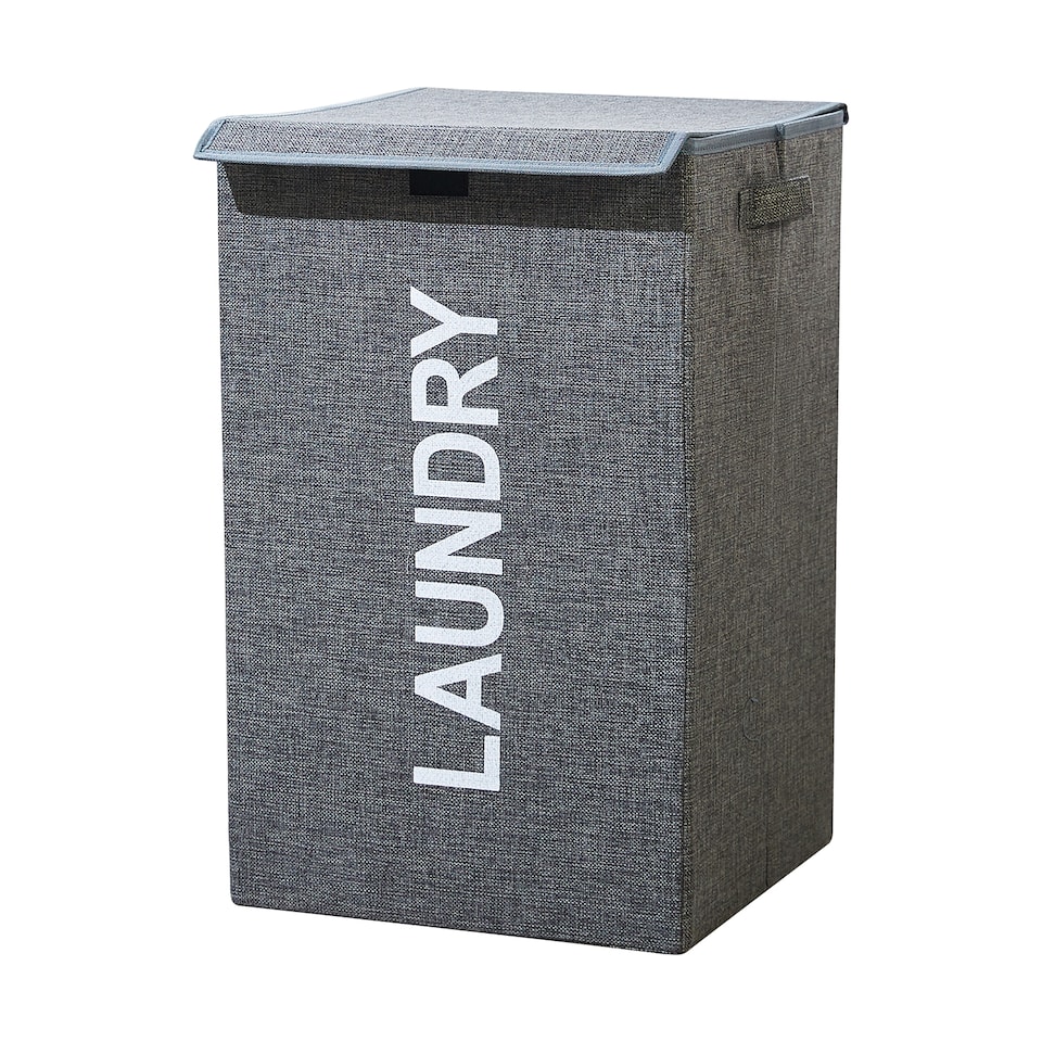 image 1 of 57L Collapsible Laundry Basket with Lid Portable Clothes Hamper