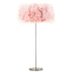 image 1 of Modern and Chic Real Pink Feather Floor Lamp with Satin Nickel Base and Switch | Pink | Pink | 1