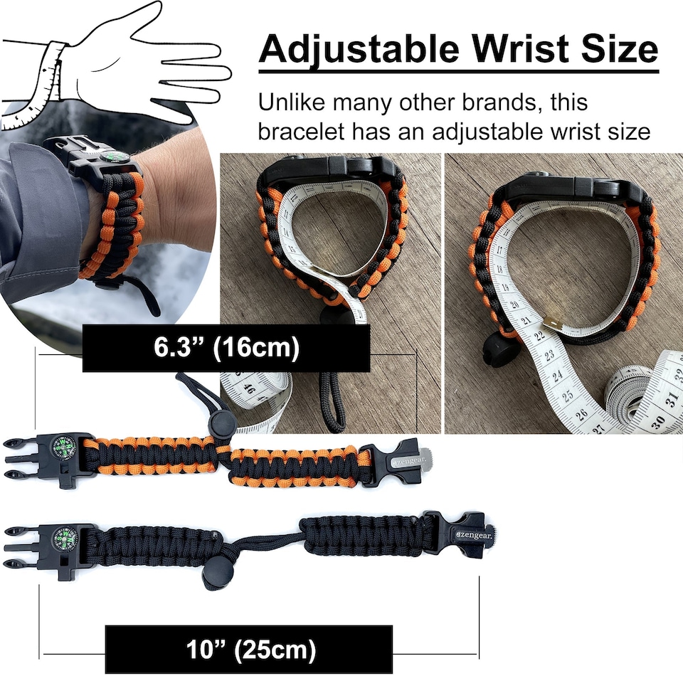 image 1 of aZengear Paracord Survival Bracelet (Pair), Flint Fire Starter, Whistle, Compass for Camping, Bushcraft and Emergency Equipment