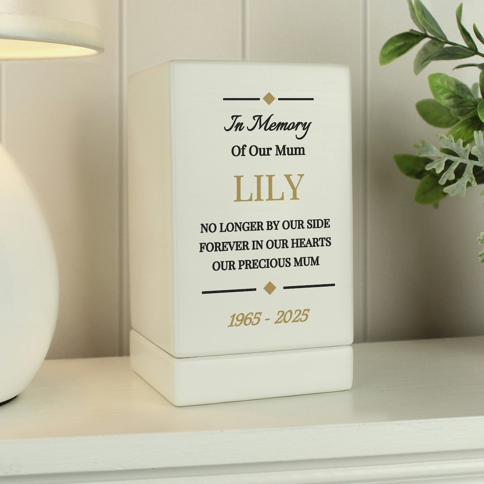 image 1 of Personalised Memorial Small Wooden Urn
