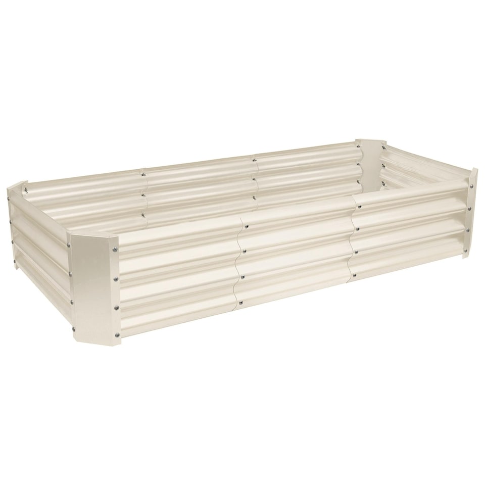 image 1 of Harbour Housewares Rectangle Galvanised Steel Raised Garden Bed - 180cm x 90cm - Ivory | Cream | Ivory