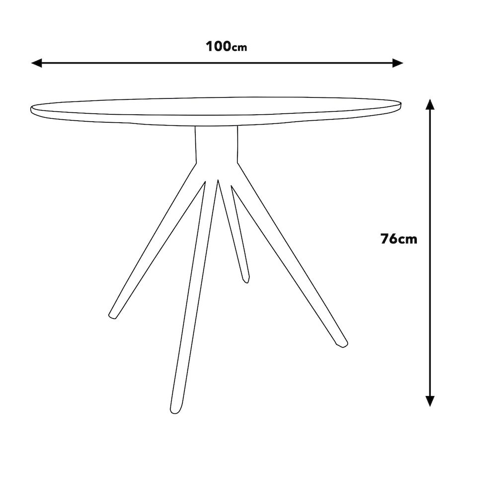 image 1 of Aspen Compact Round Dining Table - Durable Wood-Effect or Sintered Stone Top with Black Metal Pedestal Legs | White | White | Small | 1