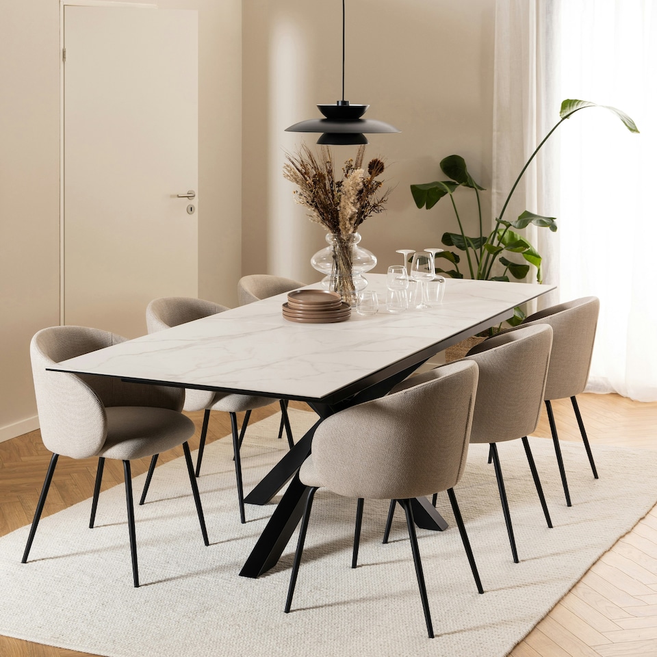 image 1 of Heaven Extendable Dining Table with Ceramic White Top 200cm