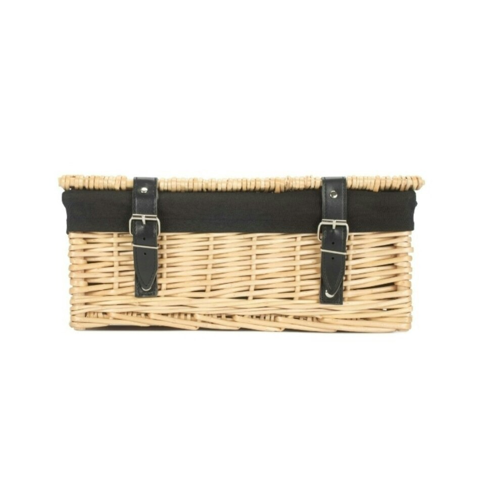 image 1 of 36cm Buff Wicker Empty Picnic Basket Black | Black | One Size