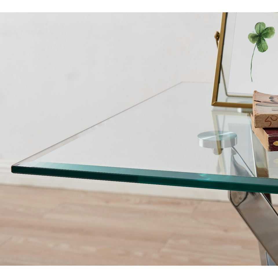 image 1 of Furniturebox Leonardo Glass And Chrome Metal Side Table