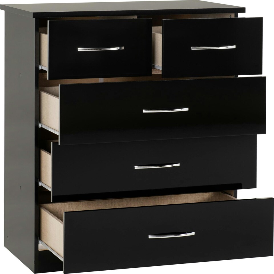 image 1 of Nevada 4 Door Wardrobe 4 Piece Bedroom Set Black