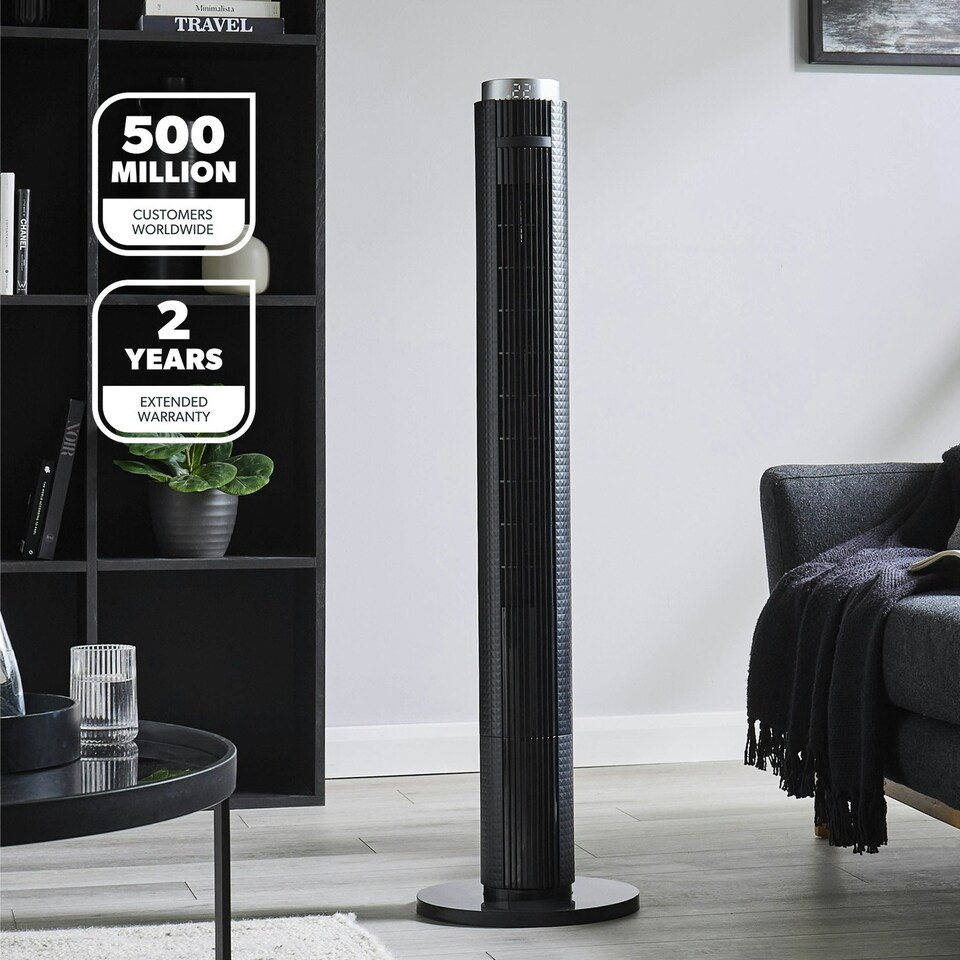 image 1 of GEEPAS 46" Tower Fan with Remote Control | Bladeless Oscillating , 45W Black