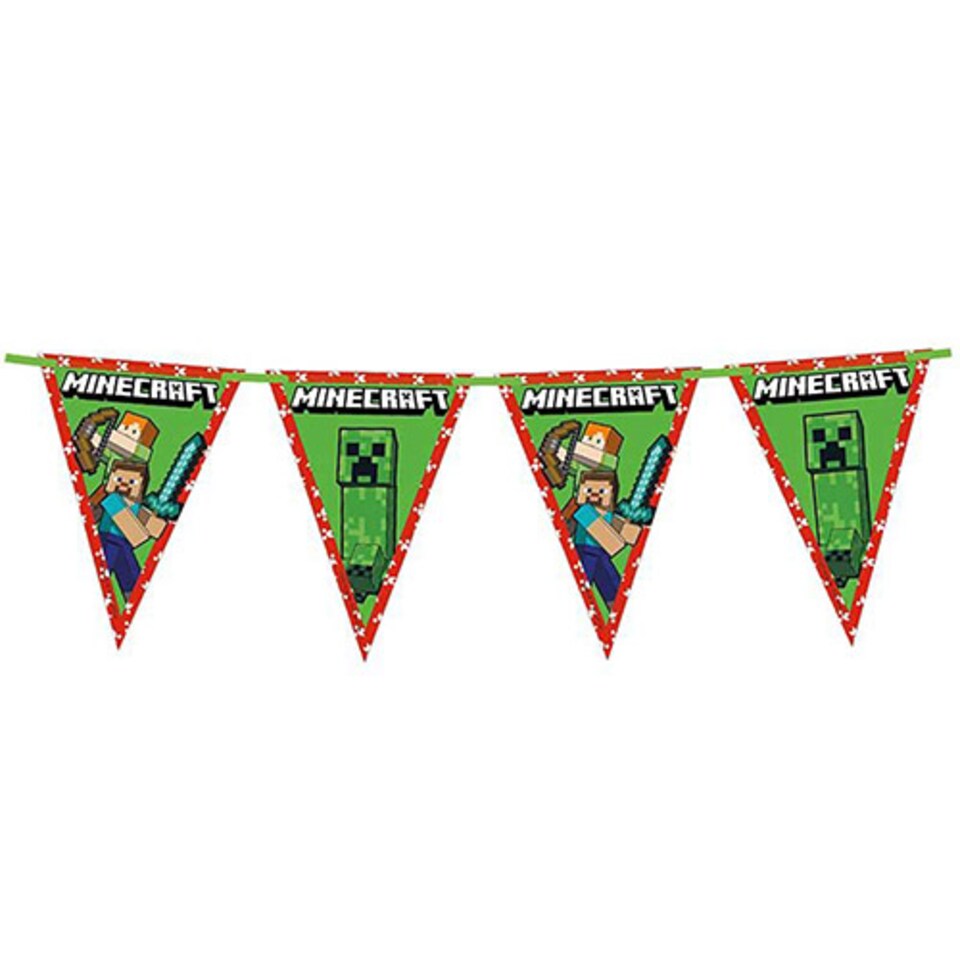 image 1 of Minecraft Paper Triangle Flag Bunting Banner 2m
