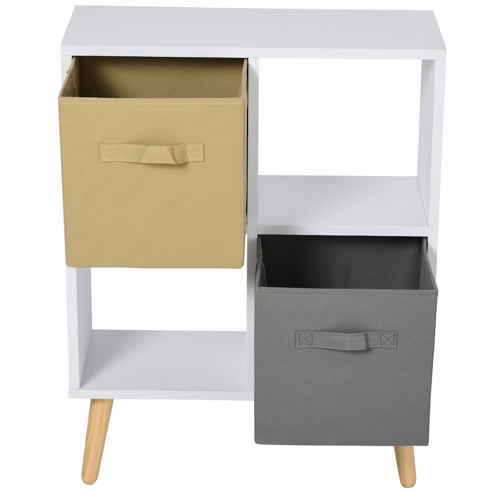image 1 of HOMCOM Freestanding 4 Cube Storage Cabinet Unit w  2 Fabric Drawers Handles Home Office Organisation Shelves Furniture