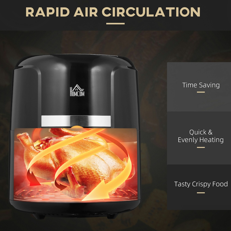 image 1 of HOMCOM Air Fryer 1300W 4L with Rapid Air Circulation Timer and Nonstick Basket
