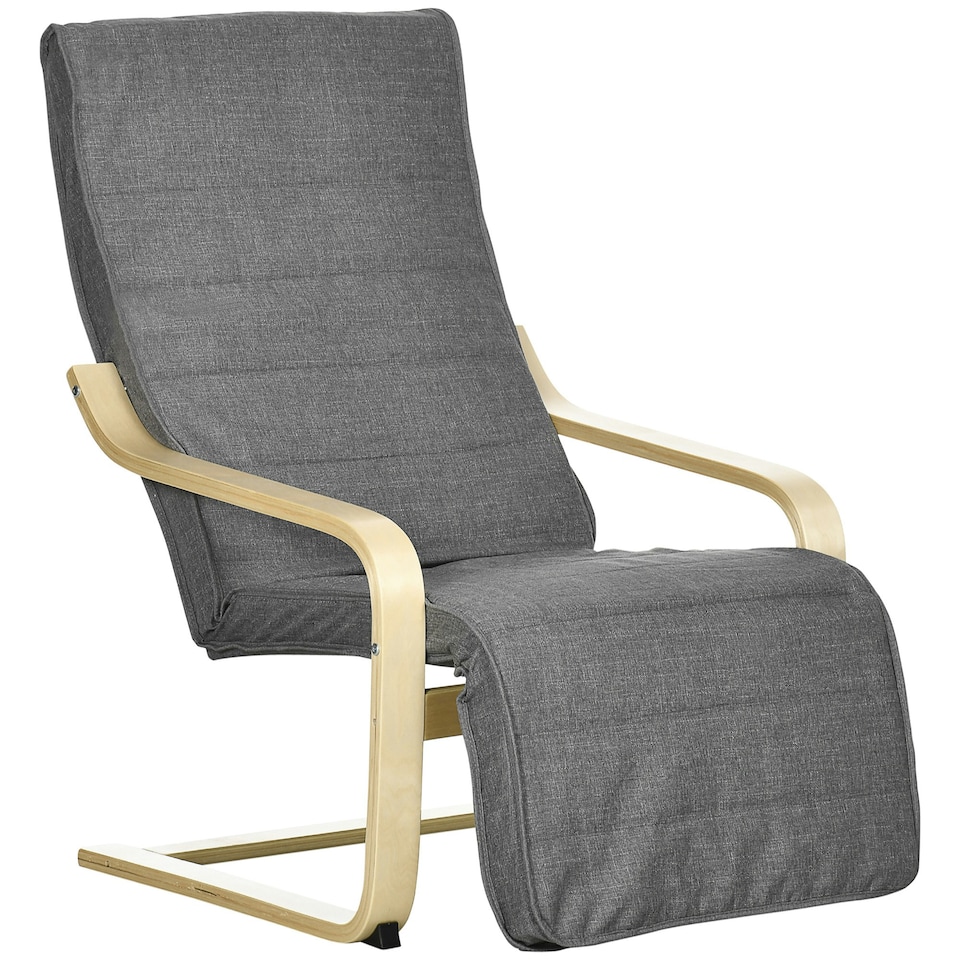 image 1 of HOMCOM Lounge Chair Recliner Adjustable Footrest Home Dark Grey