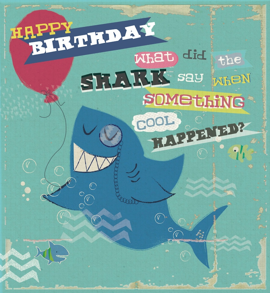 image 1 of Shark Jokes Birthday Card - Funny Birthday Card