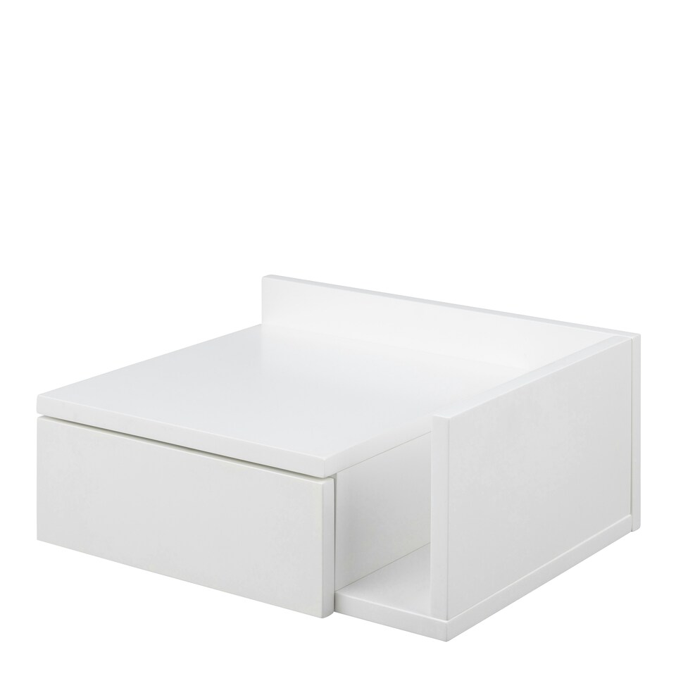 image 1 of Avignon Square Bedside Table with 1 Drawer & Small Shelf in White