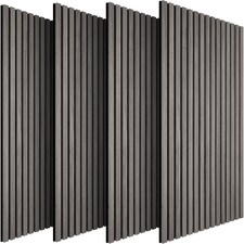 Acoustic Wall Panels with Wood Veneer Slats, Thick Felt and Easy to Install | Grey | light gray oak | 120 x 60 x 120 cm | 4