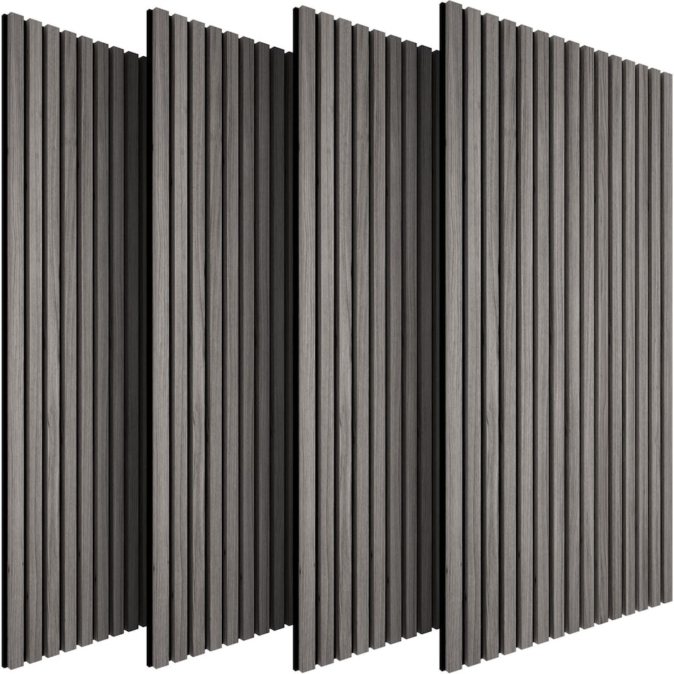 image 1 of Acoustic Wall Panels with Wood Veneer Slats, Thick Felt and Easy to Install | Grey | light gray oak | 120 x 60 x 120 cm | 4