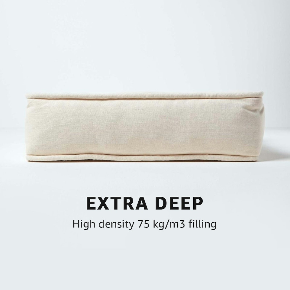 image 1 of Homescapes Cream Cotton Dining Chair Booster Cushion Cream