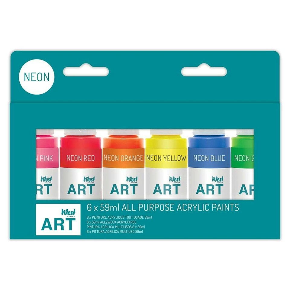 Acrylic Pack 6 x 59ml - Neon - West Multi