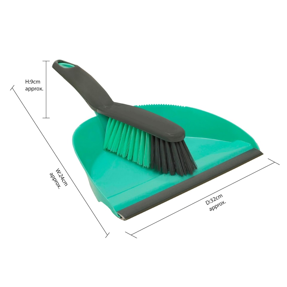 image 1 of JVL Dustpan and Bristle Brush Set, Turquoise