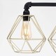 image 4 of ValueLights Industrial 5 Way Satin Black Pipework Ceiling Light With Gold Cage Shades | Black