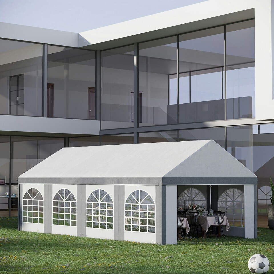 image 1 of Outsunny 8 x 4m Party Tent, Marquee Gazebo with Sides, Windows and Double Doors