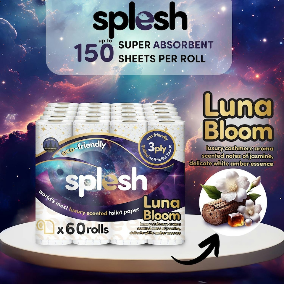 image 1 of Splesh Quilted Luxury 3 Ply Luna Bloom Scented Toilet Tissue Paper, 60 Rolls