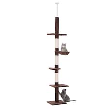 PawHut Floor to Ceiling Cat Tree 5-Tier Climbing Tower Scratching Post
