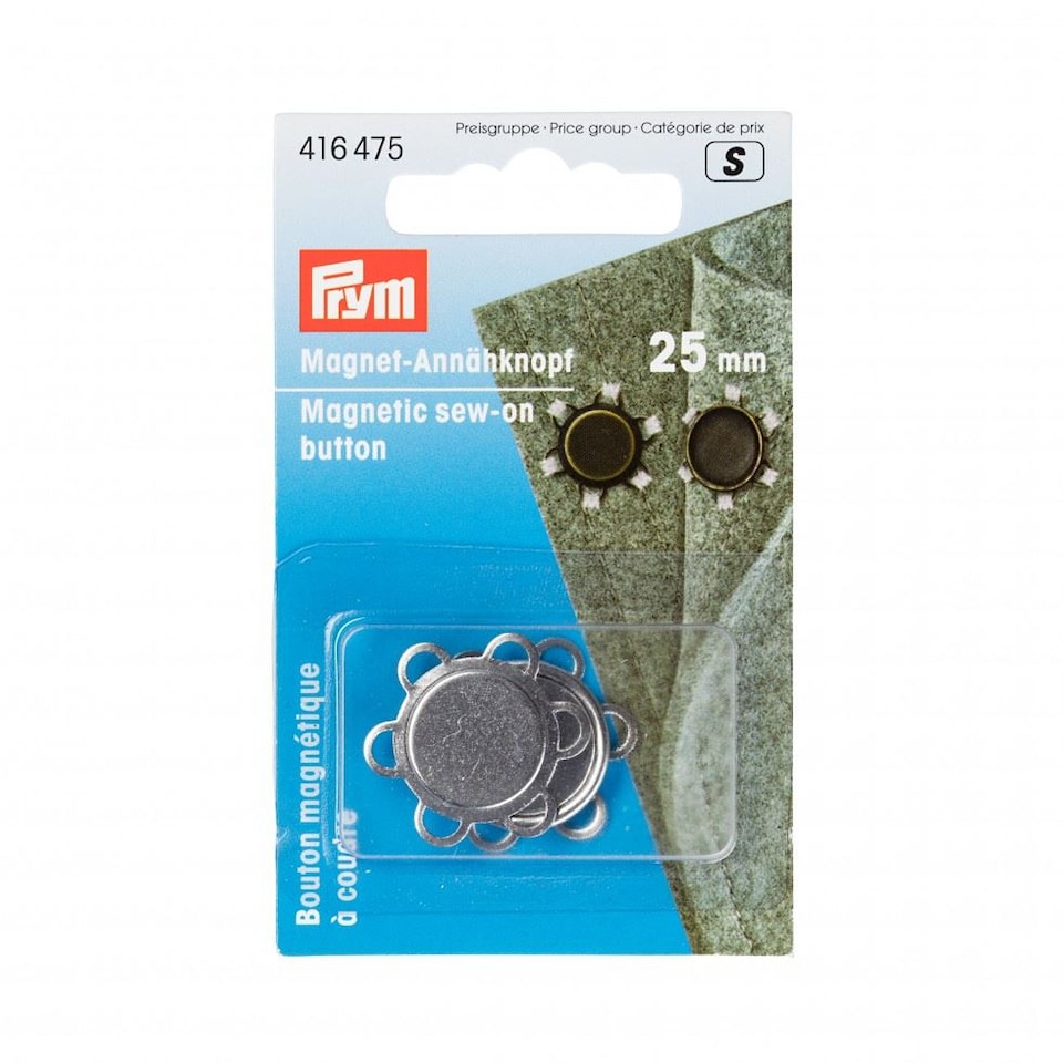 Prym Silver 25mm Flower Magnetic Sew On Buttons for Dressmaking - per pack