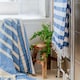 image 4 of Nicola Spring Turkish Soft Lightweight 100% Cotton Bath Towel - 170 x 90cm - Navy Stripe - Bath Towel Beach Towel Bath Sheet Beach Blanket Blue