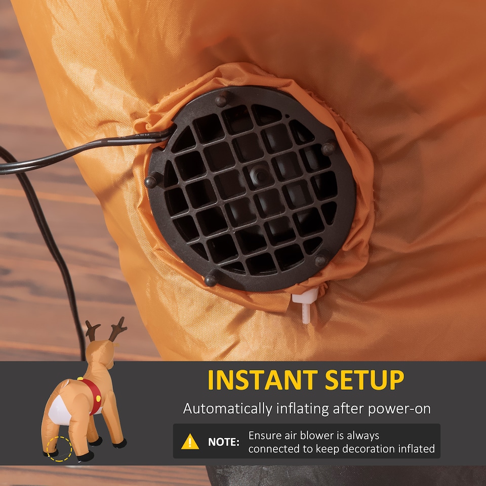 image 1 of HOMCOM 6ft Christmas Inflatable Reindeer Decoration Xmas Indoor Outdoor Fun w Lights Accessories Holiday Blow Up Decor Animal