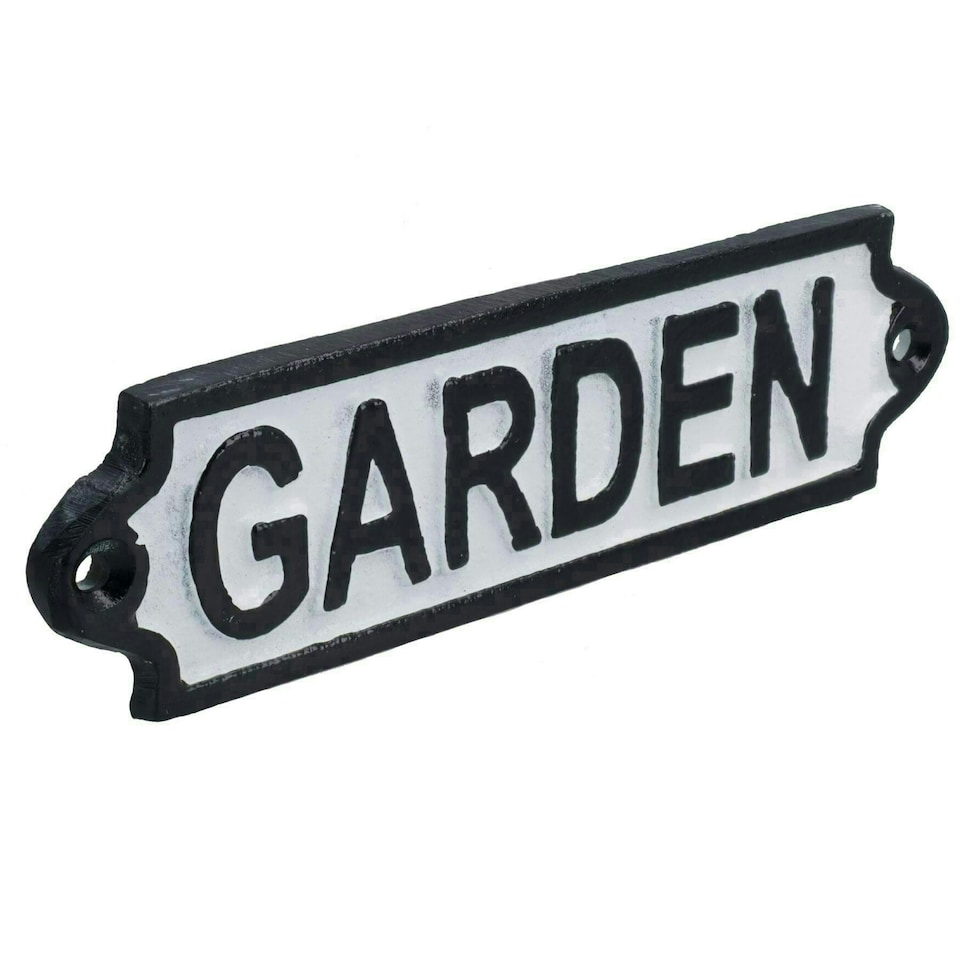 image 1 of Garden Cast Iron Sign Plaque Door Wall House Gate Fence Post Yard Shed