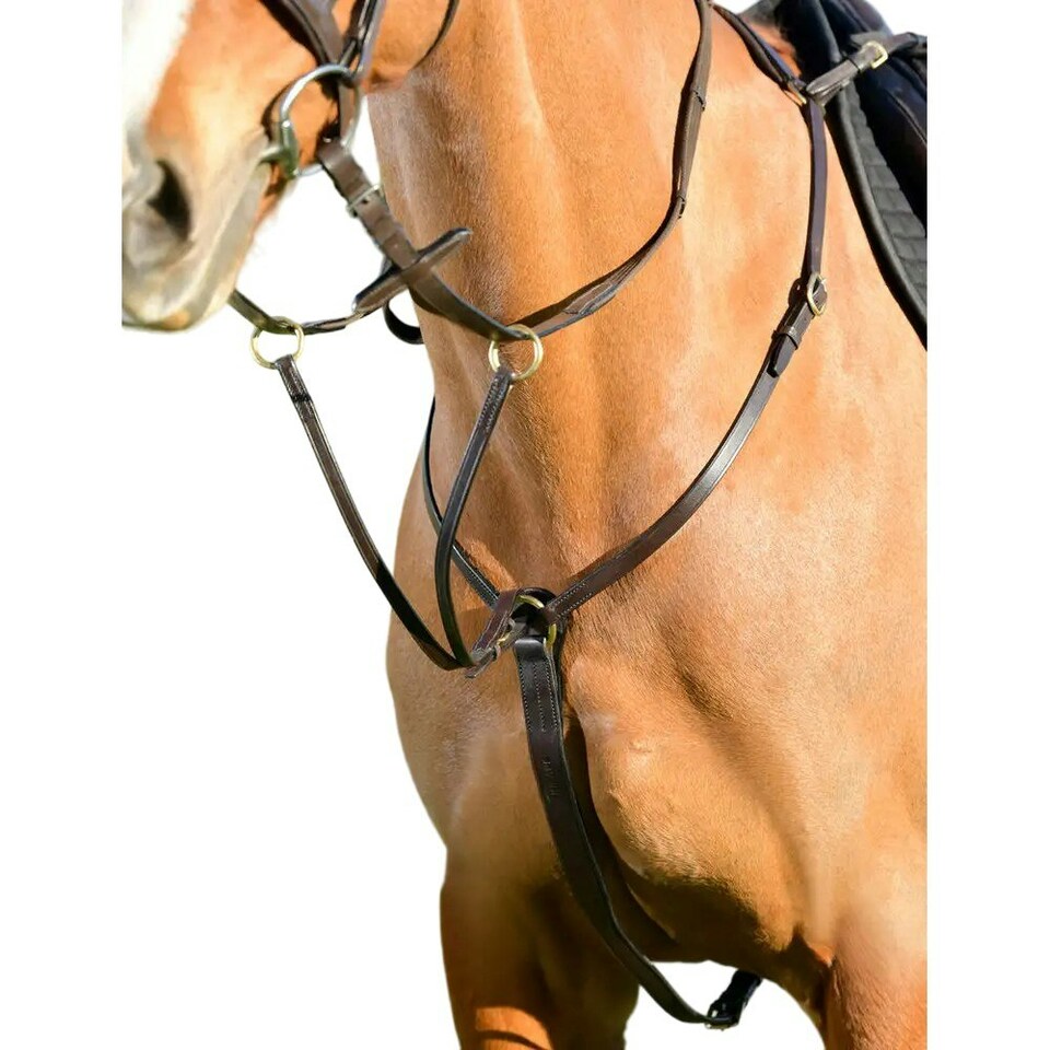 Kincade Classic Leather Breastplate With Running Martingale - Brown - Full