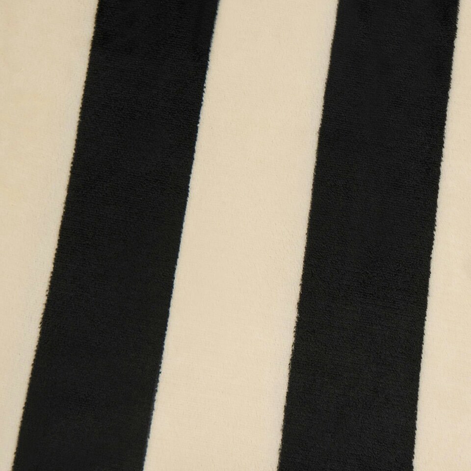 image 1 of OHS Stripe Print Ultra Soft Fleece Cosy Blanket Throw, 125x150cm - Black/White