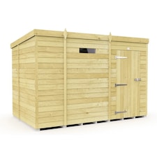 9 x 6 Feet Pent Security Shed - Single Door - Wood - L178 x W276 x H201 cm Brown