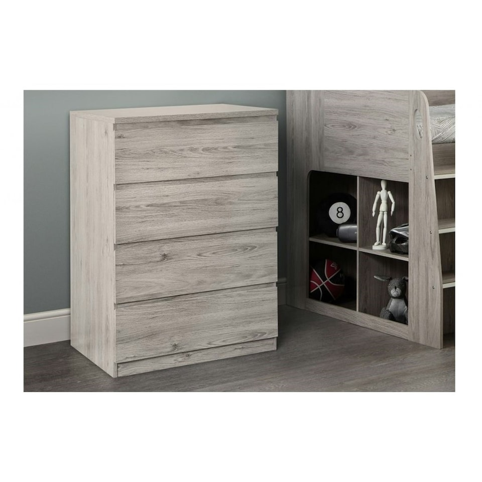 image 1 of Modern Grey Oak 4 Drawer Chest