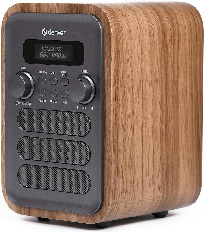 image 1 of Denver DAB-48 Bluetooth DAB Radio - Large Remote Control - DAB/DAB+ Digital Radio Mains Powered – DAB Bluetooth Radio Speaker – DAB Alarm Clock